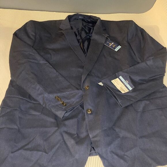 Stafford Stretch Big And Tall Sports Coat BLUE HERRINGBONE size 58 BGLG NWT - Picture 1 of 9